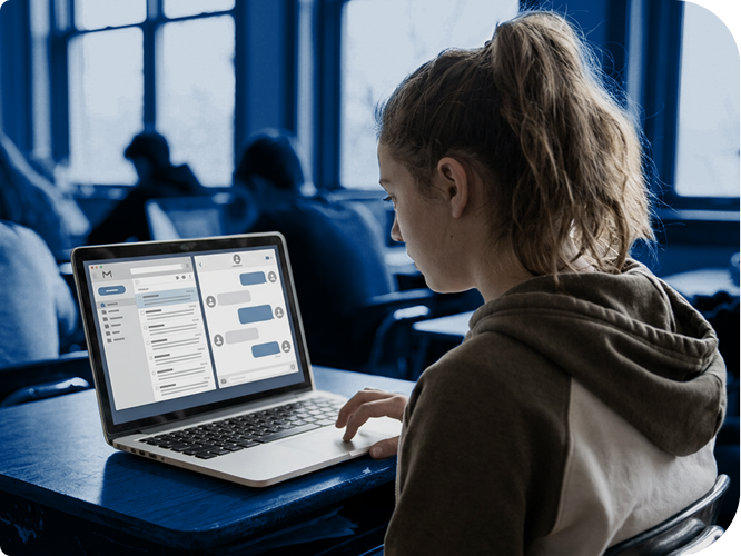 A student working on a laptop