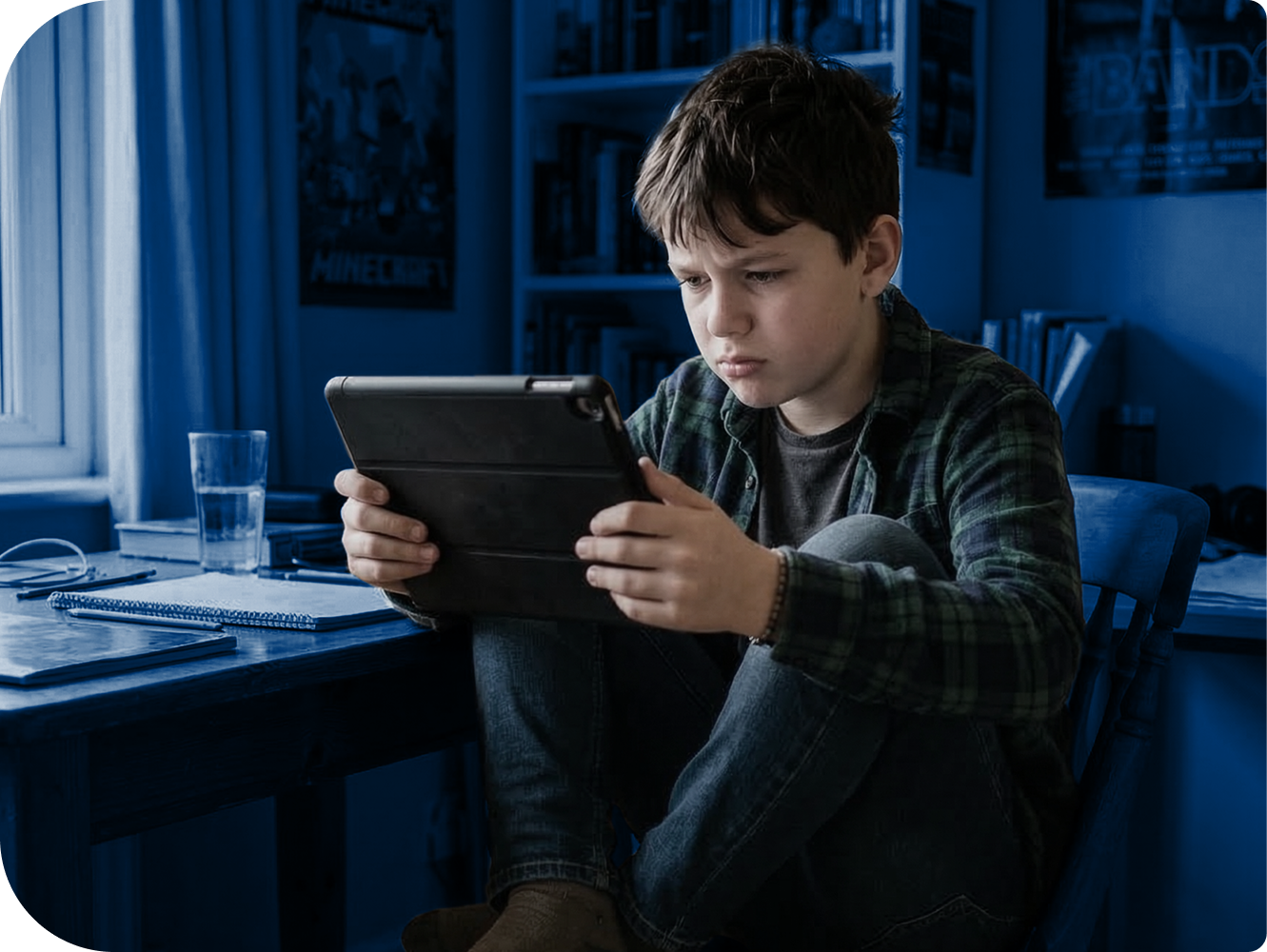 A student using their tablet device
