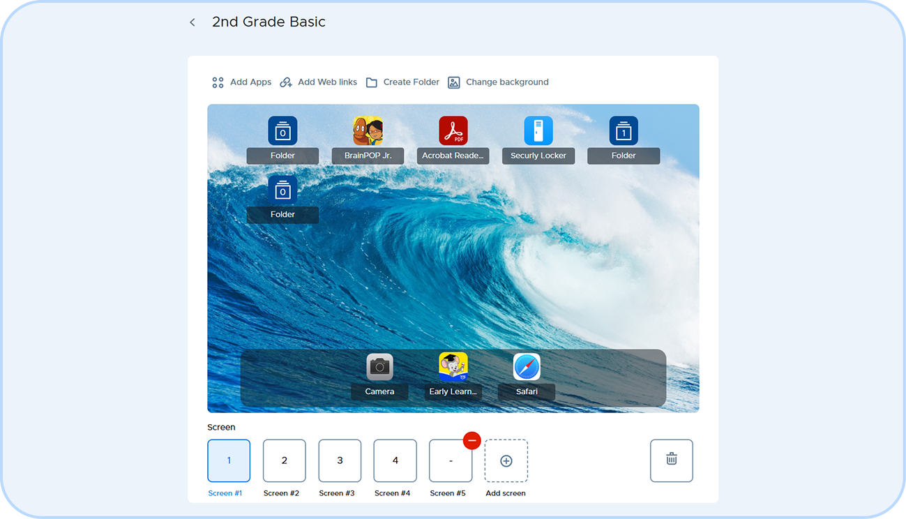 Mockup of a laptop displaying a ‘Customize app screens’ section for iOS devices