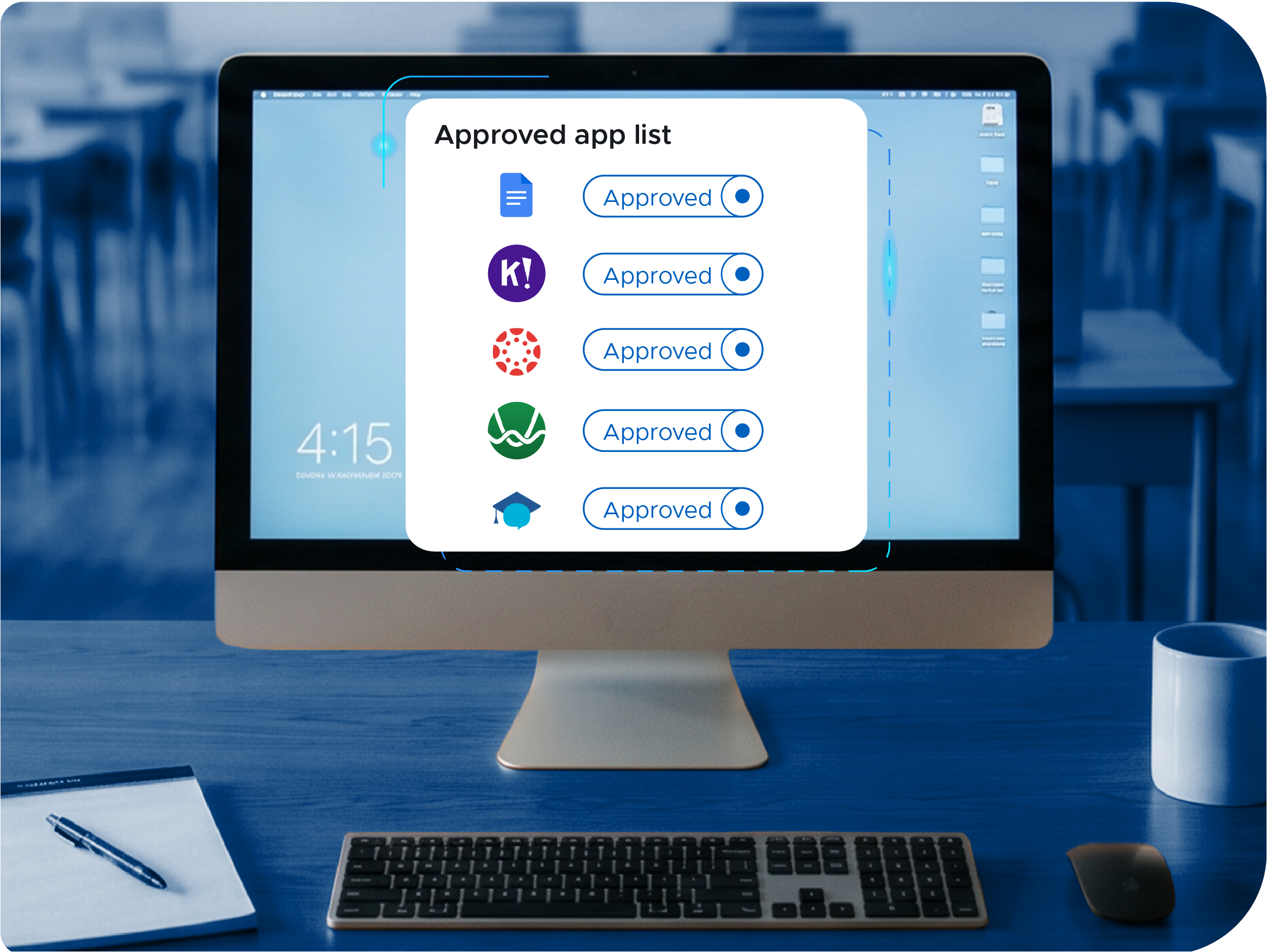 A child uses his school-issued device while their parent monitors them using the Securly Home app.