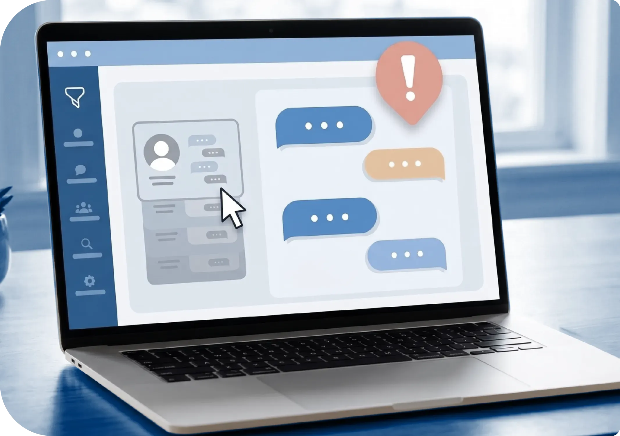 Laptop displaying an illustration of real-time safety alerts for student AI activity