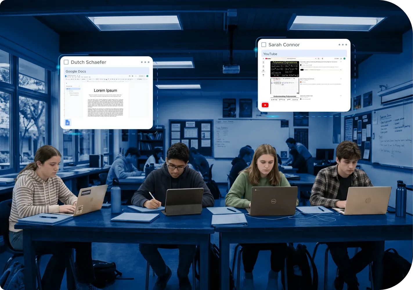 Students with laptops in the classroom