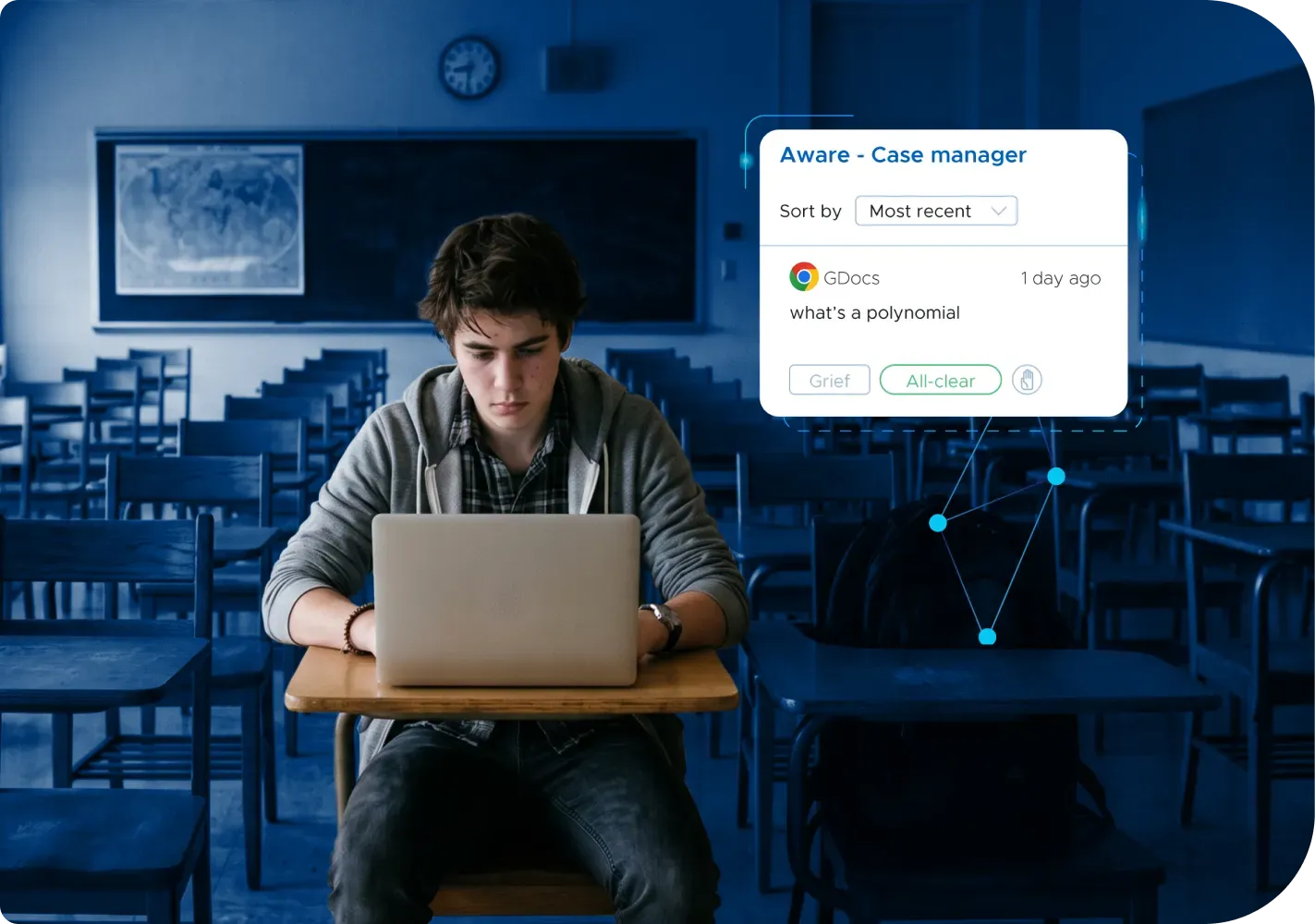 Student using a laptop
