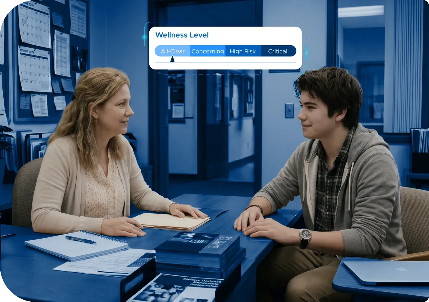 Educator talking with a student