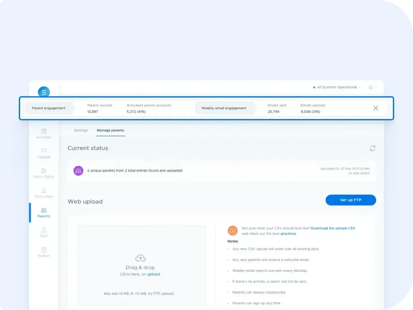 Screenshot of Securly Home parent data dashboard